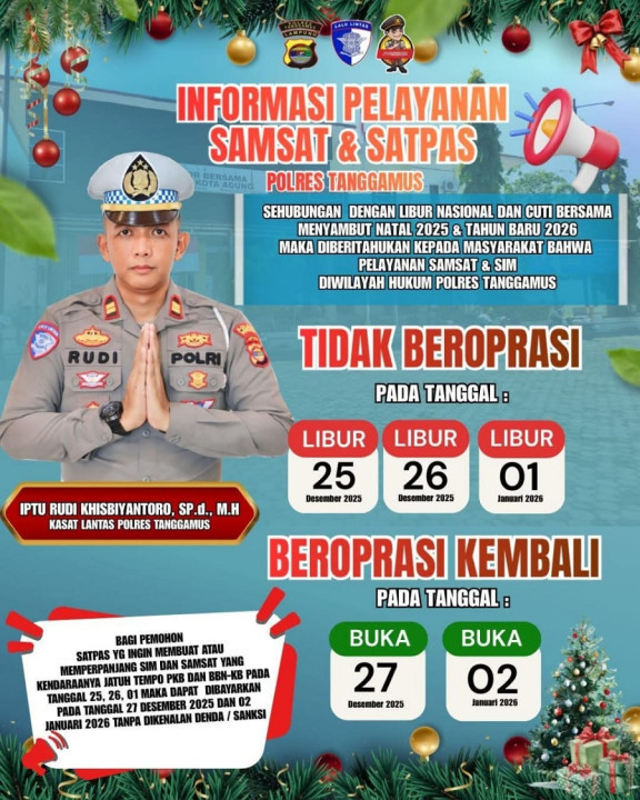 Polres Tanggamus Umumkan Jadwal Pelayanan Selama Libur Nataru