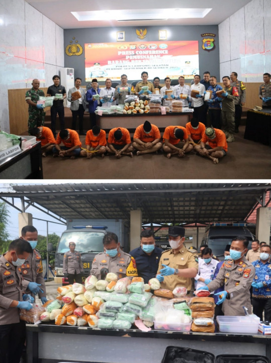 Polres Lamsel Musnahkan Barang Bukti Narkotika Senilai Rp230 Miliar