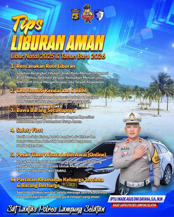 Satlantas Polres Lamsel Imbau Masyarakat Utamakan Keselamatan Selama Libur Nataru