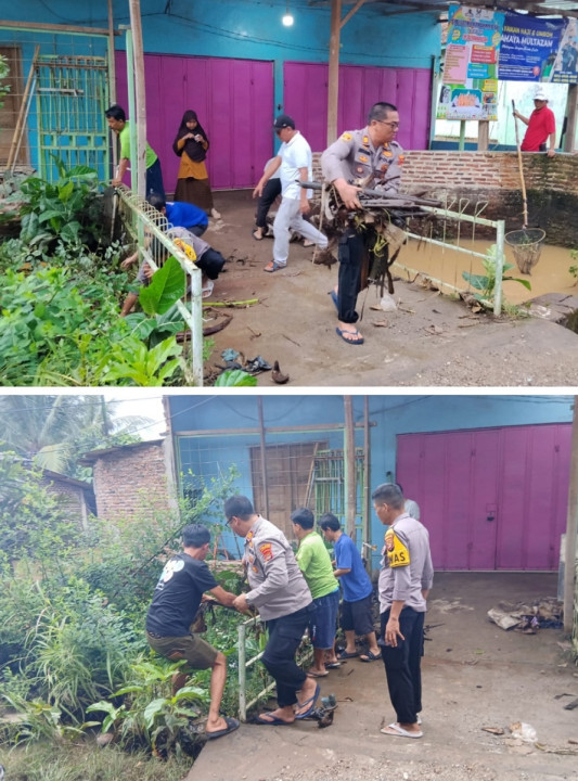 Di Tengah Pengamanan Nataru, Polsek Natar  Sigap Tangani Banjir