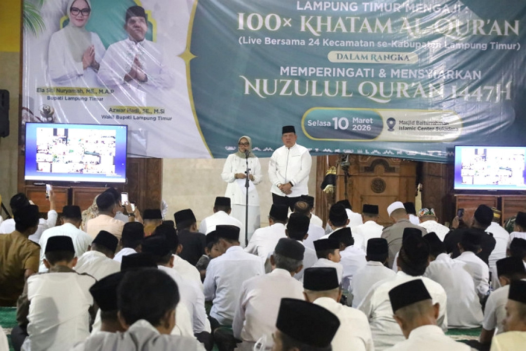 Lampung Timur Mengaji, 100 Kali Khatam Al-Quran Bersama 24 Kecamatan