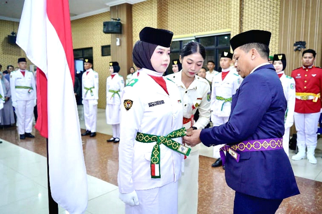 Bupati Riyanto Pamungkas Kukuhkan Paskibraka Pringsewu Tahun 2026