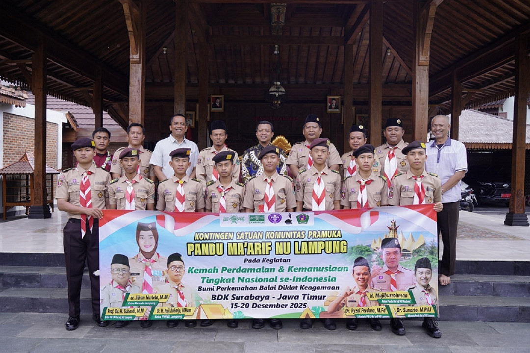 Bupati Lepas Kontingen Pramuka Pandu Maarif NU Lampung ke Kemah Perdamaian