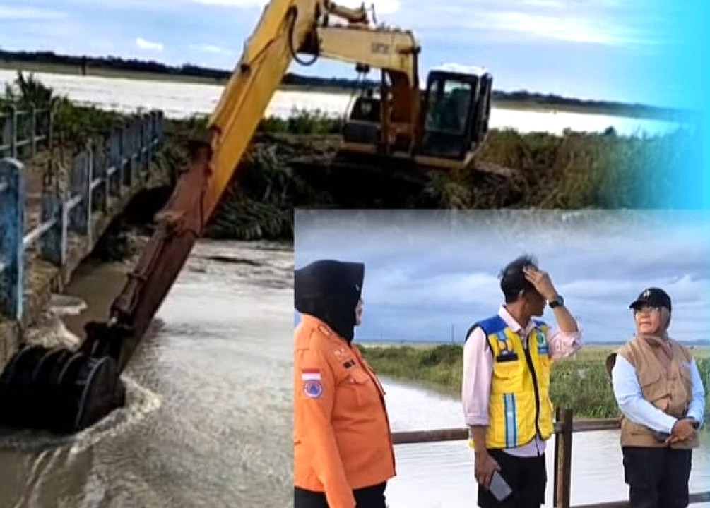 BBWS Lampung Bersama BPBD Lamsel Tancap Gas Bersihkan Gulma di Sungai Way Gayau