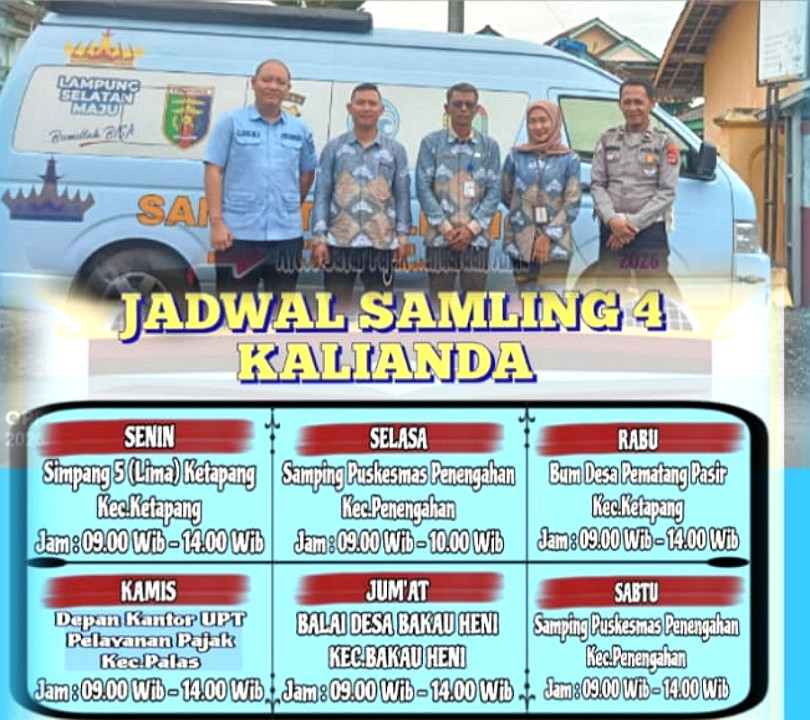 Kabar Gembira, Layanan Samling 4 Kalianda Akan Hadir Setiap Hari di Kecamatan 