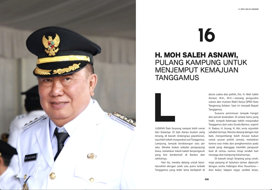 Bupati Tanggamus Moh. Saleh Asnawi Masuk Buku 20 Tokoh Banten 2026